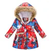 Down Coat Baby Girls Thickened Warm Puffer Tie Dye Print Zipper Hooded Jacket Winter Kids Clothes