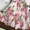 New girls dresses kids designer clothes girl Flower printed lace skirt Size 90-160 CM Princess dress polyester baby frock 24Mar