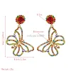 S925 argent aiguille papillon boucles d'oreilles mode femmes goujons coloré cristal strass Animal pendentif goutte bijoux cadeaux dame filles rue fête charme accessoires