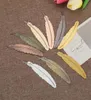 Fashion Retro Craft Metal Feather Bookmarks Document Book Mark Label Students Stationery Golden Silver Rose Gold Bookmark Office S9020537