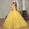 Girl Dresses Flower For Wedding High Collar Beading Lace Appliques Layered Princess Kids Evening Party First Communion Ball Gown