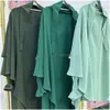 Ropa étnica Vestido de oración Crepe Conjunto de 2 piezas Mujeres musulmanas Mangas largas Abaya Vestido Dos capas Khimar Hijab Bufanda Islámica Jilbab Drop DHVN7