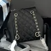 Mochila com padrão de diamante de caviar de couro macio de grande capacidade Bolsas de luxo da moda de alta qualidade Bolsa pequena mochila para mulheres Mochila para mulheres Bolsa de ombro