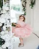 Robes de fille Vintage Organza robe de bal fleur volants à plusieurs niveaux enfants robes d'anniversaire longueur au genou petites filles Poshoot
