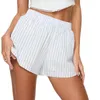 Shorts Pour Femmes Femmes Été Rayé/Couleur Unie Imprimé Élastique Taille Haute Jambe Large Super Pour La Maison Vêtements De Sport En Plein Air