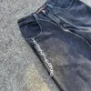 Jeans da uomo JNCO ricamo a catena Y2K pantaloni vintage da uomo lavati casual a gamba larga pantaloni hip-hop punk pantaloni larghi streetwear