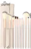 Popfeel Makeup Brush Set 12 Nylon Wool Wooden Handle Aluminum Tube travel Make Up Brushes Sets3318302