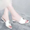 Slippers Fashion Women's Shoes Heel Middle Heel غير الرسمي المفتوحين السيدات في الهواء الطلق في الهواء الطلق نساء نساء الكعوب السميكة