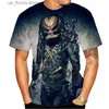 Męska koszulka Predator graficzna Towala dla mężczyzn moda Strtwear Hip Hop 3D Printd Horror Film Alien T-Shirt Summer Casual Women Clothing Y240321