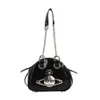 Viviennes Bag Westwoods Summer Saturn Bowling Bag Style Punk Saco de ombro de ombro escuro exclusivo