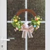 装飾的な花イースターリース卵弓素朴な玄関ガーランド飾り装飾ウェルカムサイン