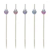 Forks Bamboo Toothpicks Cocktail Drink Picks Elegant Faux Pearl Flower Fruit For Buffet Cupcake Decoration 100 Kitchen