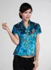 Nueva llegada Camisa azul claro con cuello en V para mujer Top Chino Clásico Blusa de satén para mujer Talla S M L Xl Xxl Xxxl Mujer Camisa Jy044-4 Y19062601