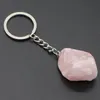 Natural Stone Raw Key Chain Rough Gemstone Keychain Natural Crystal Gem Stone Keyring Holders Fashion Jewelry