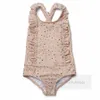 Costume da bagno intero stampato a pois arcobaleno per bambine Costume da bagno per bambini con reggicalze senza schienale Estate spiaggia piscina sport Costumi da bagno bambino SPA nuoto Z7176