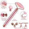 Face Massager 5in1 24K Gold Beauty Wand Masr Electric Vibrating Rose Quartz 3D Roller Lifting Body Gua Sha Jade 240309 Drop Delivery H OTLKX