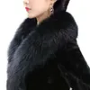 Vera pelliccia di visone con colletto + pelliccia per donna, cappotto patchwork di media lunghezza invernale Haining 2023 7349