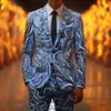 Men's Suits 2024 3d Digital Printing Suit Stage Performance Shiny Cool Leisure Two Pieces