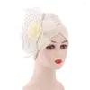 Vêtements ethniques 2024 Femmes à la mode Big Flower Turban Chapeau Mode Musulman Hijab Caps Head Wrap Femme Bandana Chemo Cap Africain Headpiece