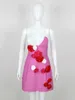 Casual Dresses Ailigou 2024 Summer Women's Sexy V-ringning Backless Sleeveless pärlast 3D Flower A-Line Mini Dress Elegant Celebrity Party