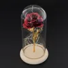 Couvercle en verre rose en feuille d'or 24K avec lumière LED, décoration créative pour cadeau de saint-valentin, 230809