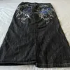 Męskie dżinsy streetwear y2k vintage harajuku hip hop duży wzór haftowy druk workowate spodnie gotycka wysoka talia