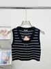 Women's T-Shirt designer Gaoding 24 Summer New Slim Fit and Slimming Striped Tencel Skincare Breathable Knitted Short sleeved Sweet Spicy Tank Top for Women SQ44