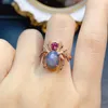 Anneaux de cluster FS 8 10mm réel S925 Sterling Silver Fine Charm Naturel Opal Spider Bague Mariage Bijoux pour femmes avec certificat MeiBaPJ