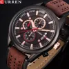 CWP CURREN Marque De Luxe Casual Militaire Quartz Sport Montre-Bracelet En Cuir Véritable Mâle Horloge Chronographe Date Hommes Montres