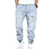 Men's Jeans Harem Pants Great Casual Student Trousers Pockets Men Solid Color For Daily Wear