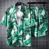 Conjunto de playa hawaiano para hombre y mujer, camisa de manga corta estampada personalizada, pantalones cortos de vacaciones de ocio junto al mar, hombre Floral