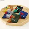 Kindersocken 5 Paar süße Cartoon-Dinosaurier-Socken für Jungen und Kinder, atmungsaktiv, bequem, hohe Elastizität, schweißabsorbierend, yq240314