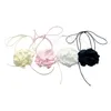 Choker Flower Collar Naszyjniki sztuczne dławiki materialne akcesoria dla kobiet dziewczęta 57BD