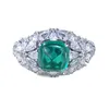 Classic Green Emerald Zircon Wedding Ring for Women Vintage Fashion Crystal Diamond Engagement Anniversary Gift