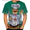 Herren T-Shirts New Swedish Chef Vert Der Ferk 3D-Druck T-Shirt Mode Herren T-Shirts Strtwear Männer Casual Übergroße Kurzärmelige Ts Tops Y240314