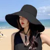 Brede rand hoeden Japan en Zuid -Korea grote hoed dames lente zomer opvouwbare reis zon solide kleur casual visser