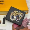 Men Animal Designers Fashion Short Wallet Leather Black Snake Tiger Bee Women Luxury Purse Card Holders With Gift Box Top Quality 24314