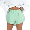 Damen-Shorts, Sommer, gestreift/einfarbig, bedruckt, elastisch, hohe Taille, weites Bein, super für Zuhause, Outdoor-Sportbekleidung