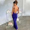 Dames zomer nieuwe lijn sexy open rug geplooide slank fit massieve kleurband jurk
