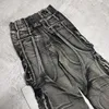 Goth Punk Ripped Retro Y2K Cargo Pants Hip Hop Distressed Baggy Jeans for Men Rock High Waist Wide Trousers Clothing Streetwear 240309