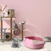 Boîtes de toilettes semi-fermées pour chats, fournitures pour animaux de compagnie, bac à litière en plastique rose anti-éclaboussures, produits ménagers pour animaux de compagnie