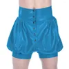 Damesshorts Wetlook Hoge taille Met knopen Glanzend PVC-leer Exotische Sissy Korte bloeiers Halloweenfeest Cosplay Pompoenfetisj