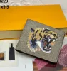 Men Animal Designers Fashion Short Wallet Leather Black Snake Tiger Bee Women Luxury Purse Card Holders With Gift Box Top Quality 24314