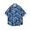 Camisas casuais masculinas personalizadas praia havaí 2024 verão impresso camisa de manga curta rua wear camisa social química homme