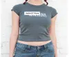 Lettre Imprimer Sexy Crop Top Femmes D'été À Manches Courtes Gris Coton T-shirt o Cou Y2k Tops Casual Vintage Graphique t-shirts 2106186558130