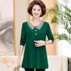 Women's T Shirts 2024 Spring Autumn Blouses Tops Middle-Aged Mother Long-Sleeved Tee Bottoming Shirt Big Size 6XL