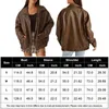 Women's Leather Women Faux Jacket Casual Motorcycle Fashion Long Sleeve Coat Lapel Zipper Boyfriend Outwear