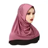 Sjaals Jersey Instant Plain Hijab Underscarf Vrouwen Moslim Met Boog Boren Tudung Volledige Cover Innerlijke Islamitische Sjaal Sjaals