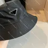 Canvas Fisherman Hats Triangle Badge Bucket Hats for Women Black Men Sun Protection Cap