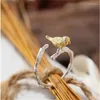 Cluster Ringe 925 Sterling Silber Zweig Goldener Vogel Öffnungsring Für Frauen Weibliche Mode Persönlichkeit Exquisite Hand Ornament Edlen Schmuck